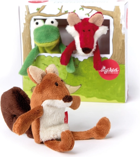 Juego de marionetas de dedo de peluche Sigikid: ardilla, zorro y rana