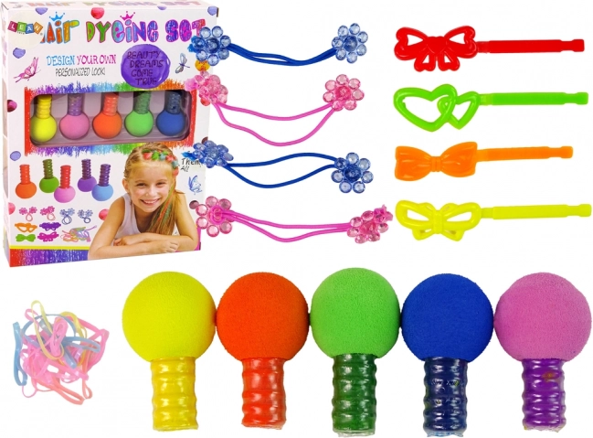 Set infantil para teñir el cabello – 5 colores, gomas y pinzas