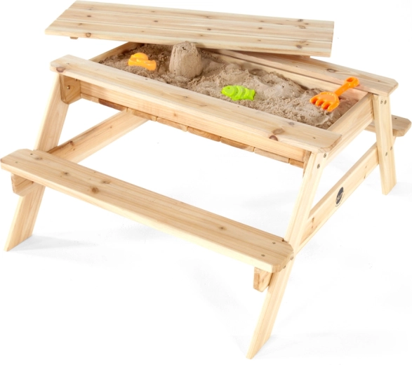Mesa de picnic de madera 2 en 1 con arenero
