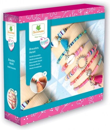 Fabricación de joyas: Pulseras de cuentas Heishi - azul y rosa