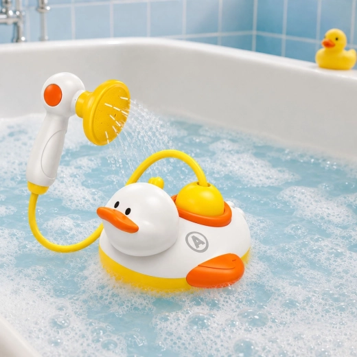 Diversión en una bañera llena de agua