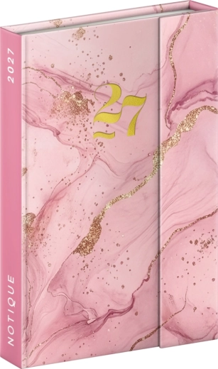 Agenda semanal magnética Notique rosa mármol 2027 11 × 16 cm