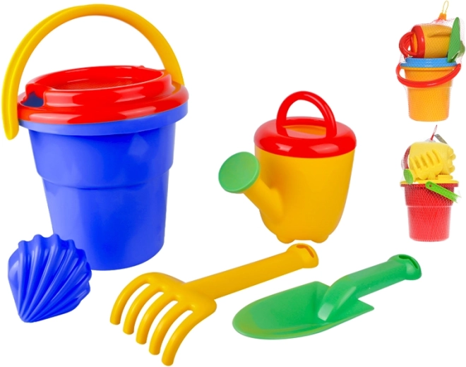 Set de arena con cubo de 18 cm, 6 piezas