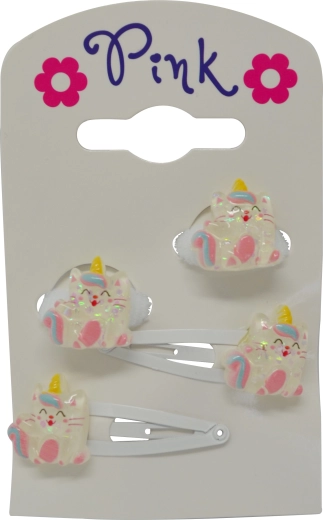 Accesorios para el pelo Gatita – set de horquillas y gomas para el pelo para niños (4 uds)