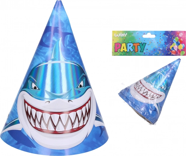 Sombreros de fiesta con tiburón, 15 cm, 6 uds.