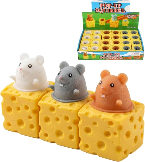 Ratón antiestrés para apretar en cubo de queso - 1 pieza