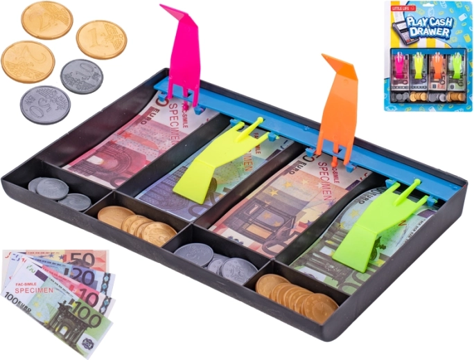 Caja registradora infantil con billetes y monedas 20 × 14,5 cm