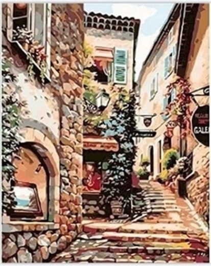 NORIMPEX Pintura por números Calle entre casas 40 × 50 cm