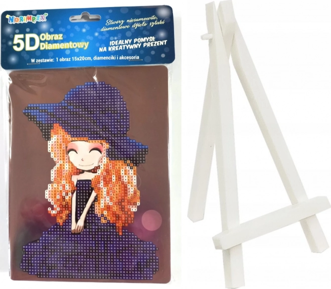 Pintura de diamantes: chica 15 × 20 cm con soporte