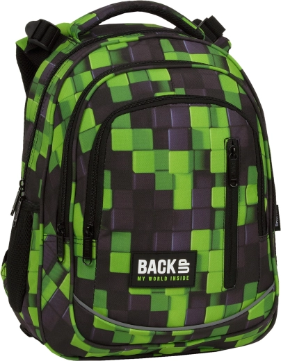 Mochila escolar BackUP Metasphere verde-negra 24 l