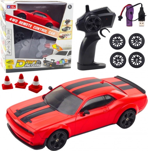 Coche RC de drift 4WD con ruedas intercambiables – rojo