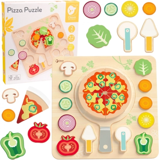 CLASSIC WORLD Pizza de madera para cortar, rompecabezas de 22 piezas
