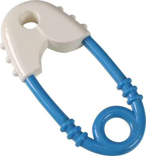 Sonajero infantil de imperdible azul y blanco