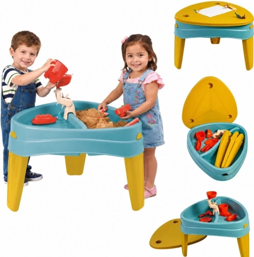 Mesa multifuncional Febr 3 en 1 para agua y arena con tapa