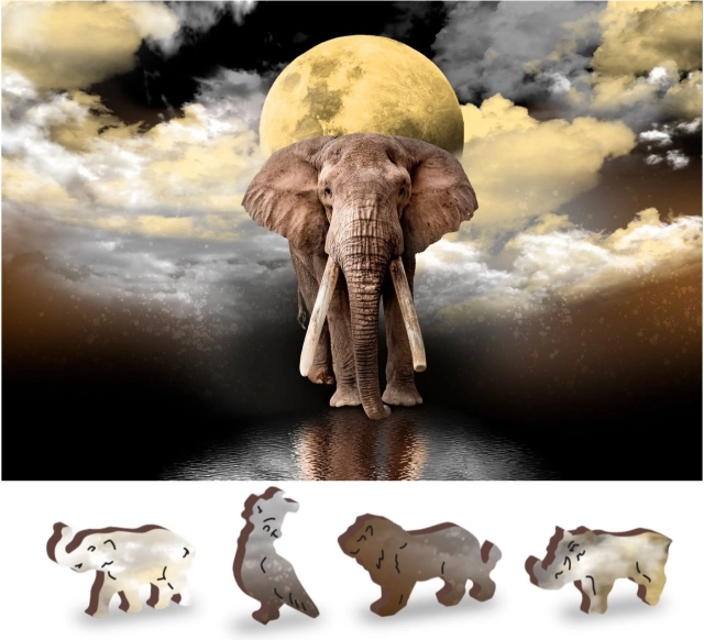Puzle de madera Sueños de elefante 2 en 1, ecológico, 150 piezas