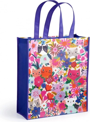 Bolsa de la compra reutilizable Gatos entre flores