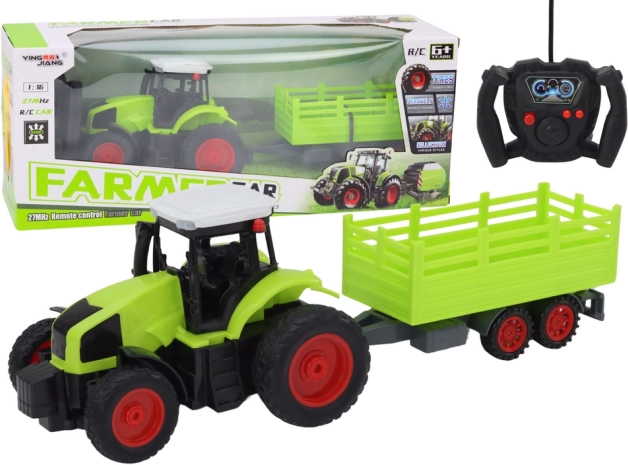 Tractor RC con control remoto con Remolque 1:16 verde