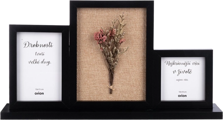 Marco de fotos de madera para tres fotografías negro 44 × 7 × 24 cm