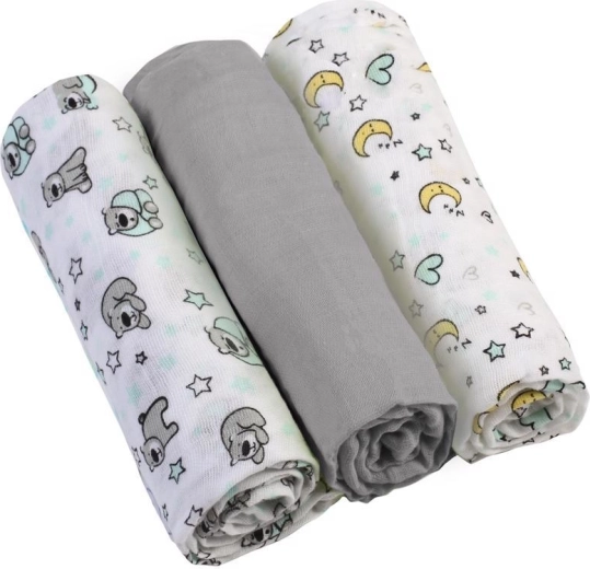 Pañales de muselina BabyOno super soft, 3 uds., grises