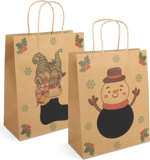 Bolsa de regalo de papel Kraft para botella, 26,5 × 12,7 × 33 cm - 1 unidad