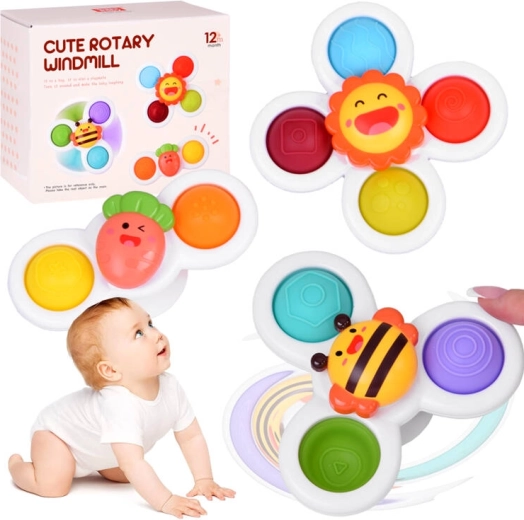 Spinner fidget sensorial con ventosa – set de 3 uds