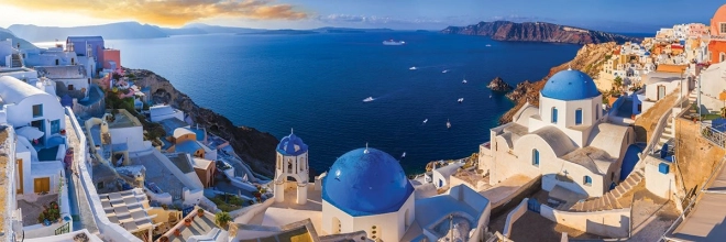 EUROGRAPHICS rompecabezas panorámico de 1000 piezas – Santorini, Grecia (Air Pano)