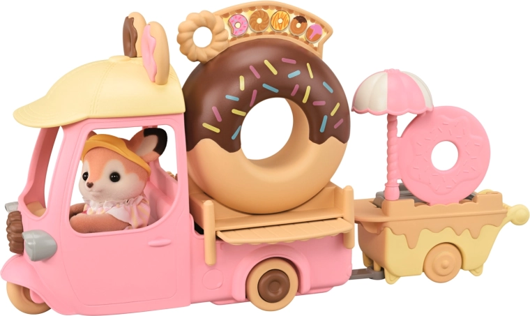 Dulces accesorios y ambiente de donuts sobre ruedas