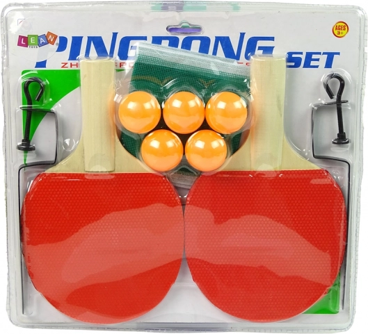 Set de tenis de mesa con palas, red y 5 pelotas