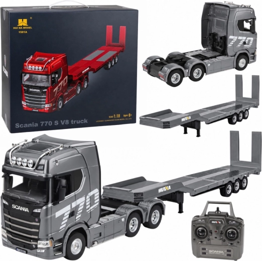 Camión teledirigido Scania 770S con remolque Huina a escala 1:18
