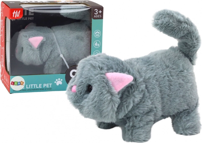 Gato de peluche interactivo gris