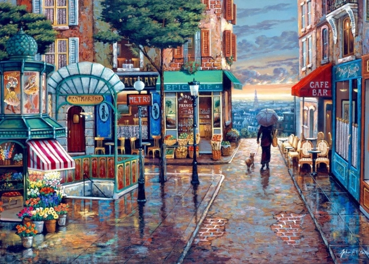 Puzzle Paseo diurno lluvioso 500 piezas