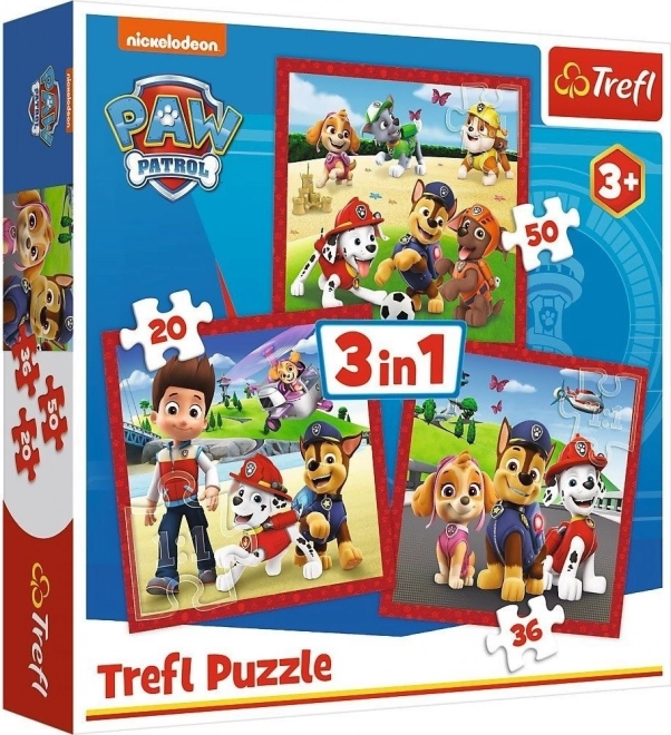 Puzzle 3 en 1 PAW PATROL Perritos divertidos Trefl