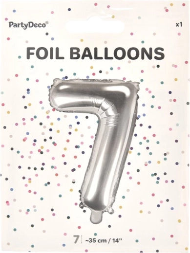 Globo de foil número 7 plateado 35 cm