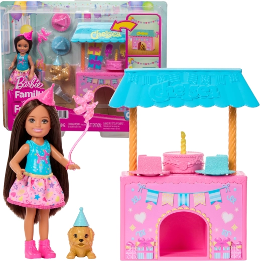 Mattel Barbie Club Chelsea sorpresa de cumpleaños – set con muñeca, perrito y accesorios