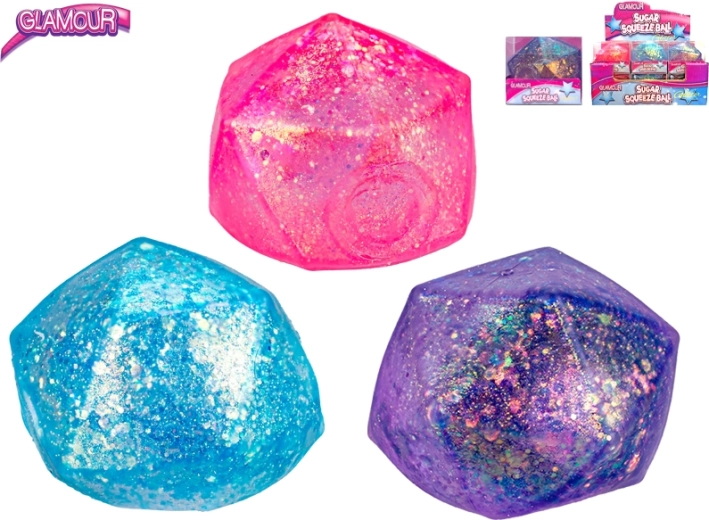 Pelota antiestrés brillante con forma de diamante y slime - 1 unidad