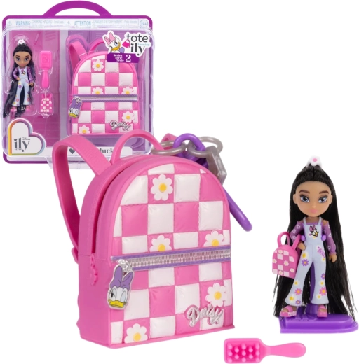 Disney ILY 4Ever Tote-ily Teenies mini muñeca de moda con motivo de Daisy y accesorios