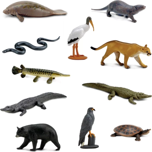 11 mini figuras de animales de los Everglades