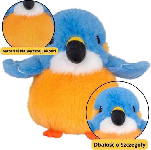 Pajarito de peluche azul y naranja con colgante 12 cm