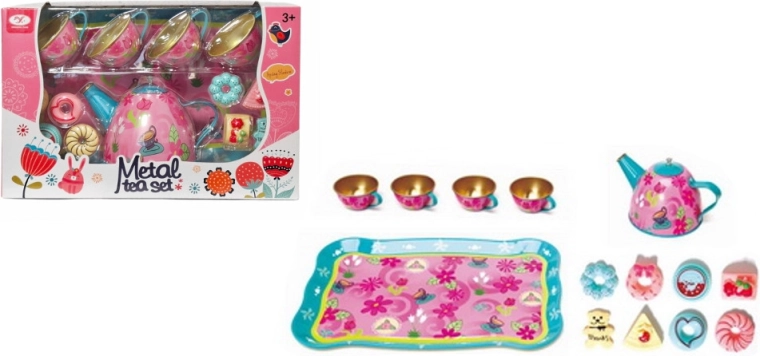 Juego de utensilios de cocina metálicos con motivo floral