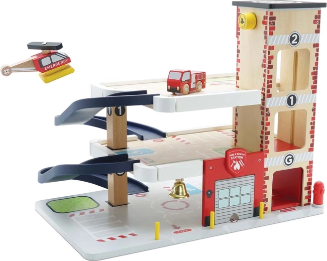 Le Toy Van garaje de rescate de madera de varios niveles