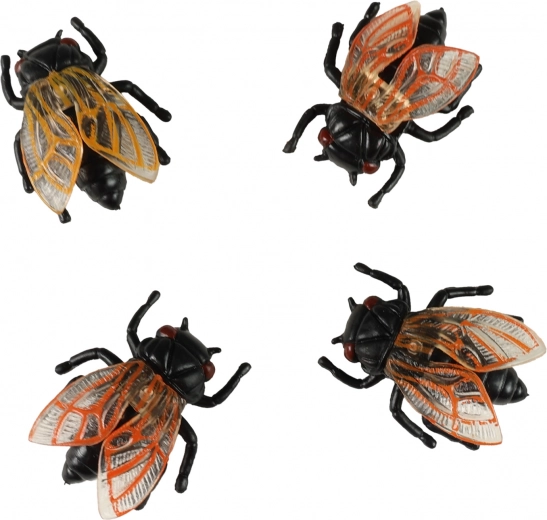 Moscas decorativas de plástico para Halloween 4 uds
