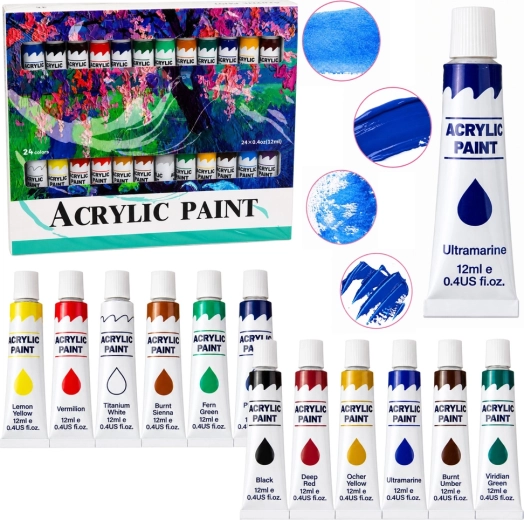 Set de pinturas acrílicas 24 colores 12 ml