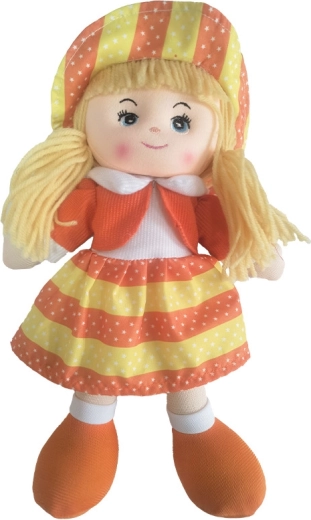 Muñeca de trapo de 60 cm con vestido naranja