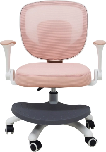 Silla infantil giratoria rosa para escritorio con reposapiés ajustable