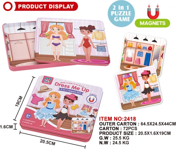 Set magnético metálico para pequeña estilista 2 en 1