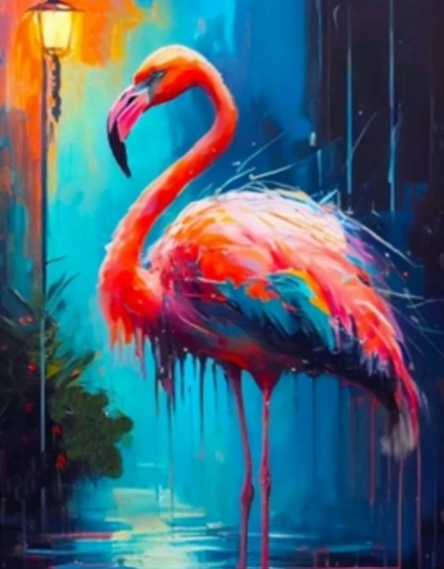 Pintura de diamantes Flamenco colorido 30 × 40 cm