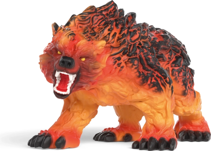 Figura del oso de lava y detalles de cristal
