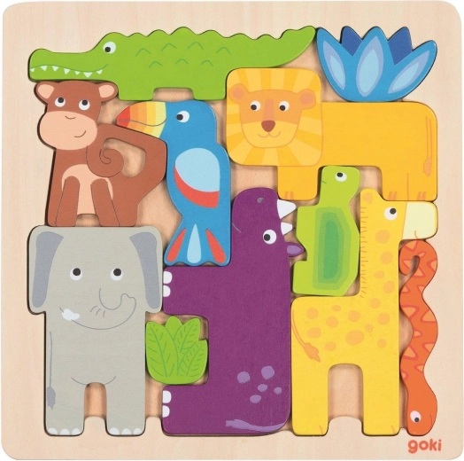 Puzzle de madera con contornos Safari de 11 piezas Goki
