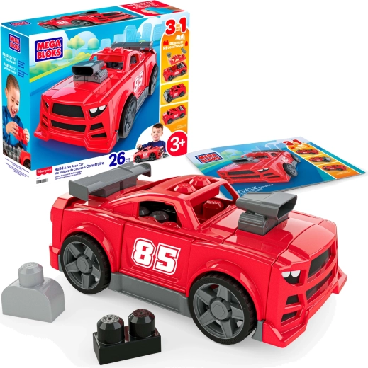 Mega Bloks set de construcción 3 en 1 coche de carreras (26 piezas)