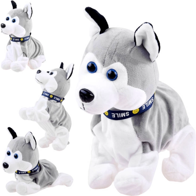 Husky de peluche interactivo con sonidos y trucos al tacto